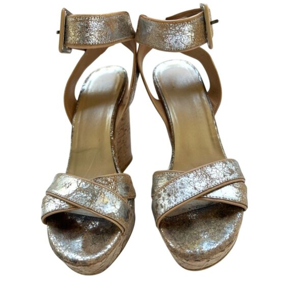 Stewart Weitzman Metallic Rose Gold Sandals Shoes Ankle Buckle sz 9 - Picture 3 of 9